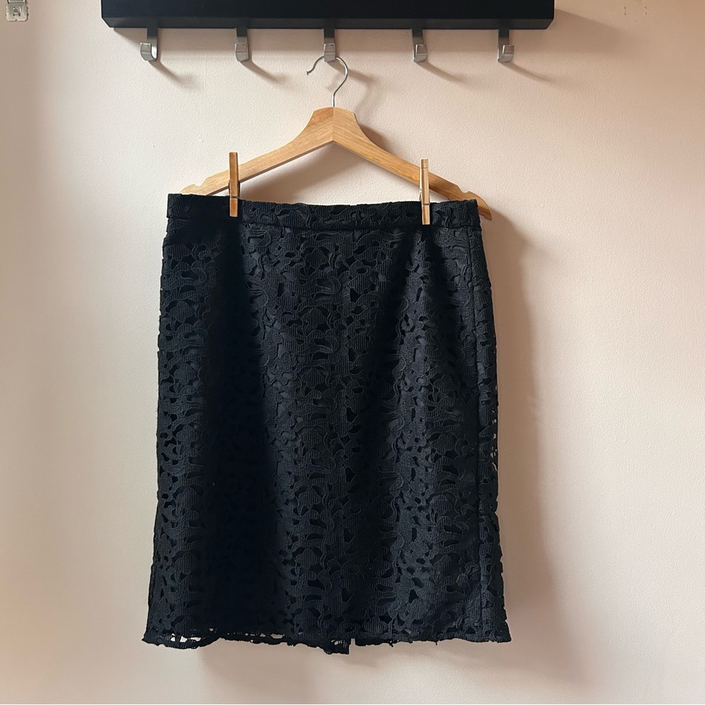 J.Crew Lace Overlay Black Skirt